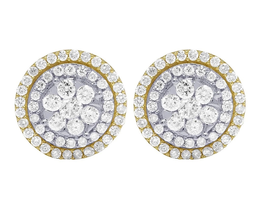 10K TT YELLOW/WHITE GOLD FLOWER ROUND DIAMOND STUDS EARRING: 10k TT Yellow/White Gold Flower Round Diamond Studs Earring Brand: none Type/Style: Earrings Material: 10k , Yellow Gold, Main Stone/Creation Yellow Color: Natural Size: Dimension 9.8MM Accessories:
