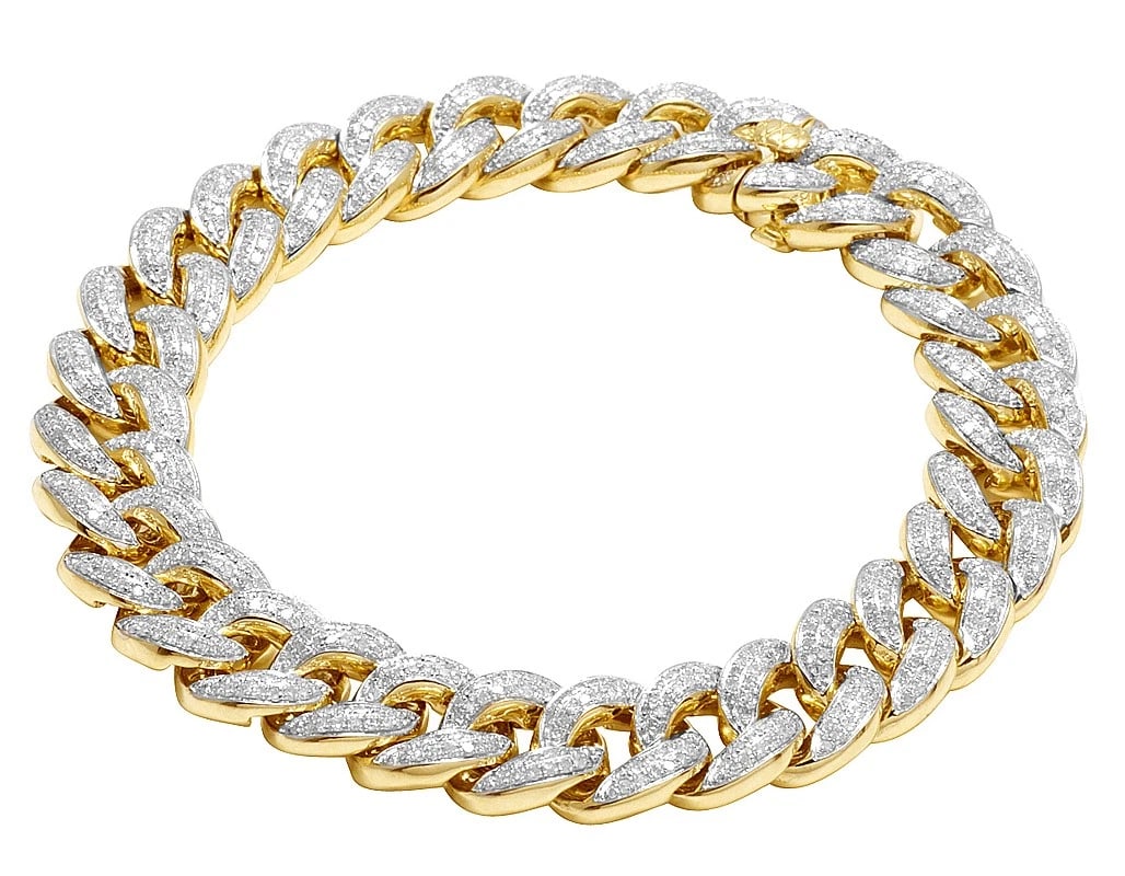 SOLID 10K YELLOW GOLD GENUINE DIAMOND: Solid 10K Yellow Gold Genuine Diamond Brand: none Type/Style: Bracelet Material: 10K , Yellow Gold, Main Stone/Creation Yellow Color: Natural Size: Length 8 in Width 12mm Accessories: None