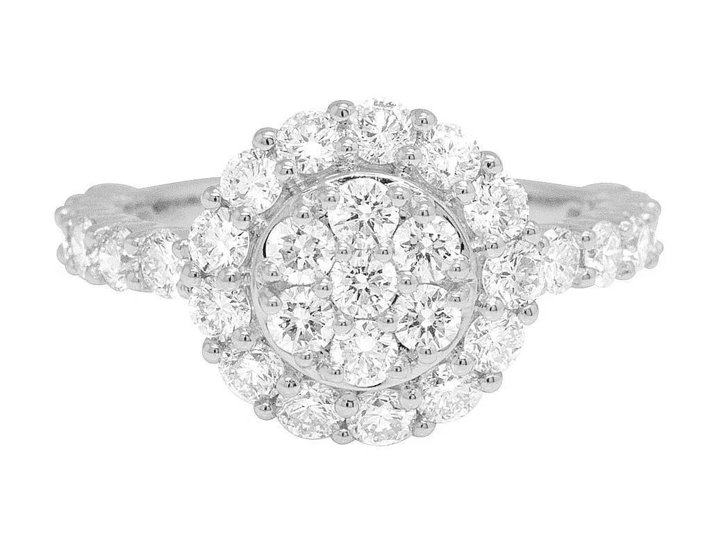 10K WHITE GOLD CLUSTER DIAMOND RING - 4
