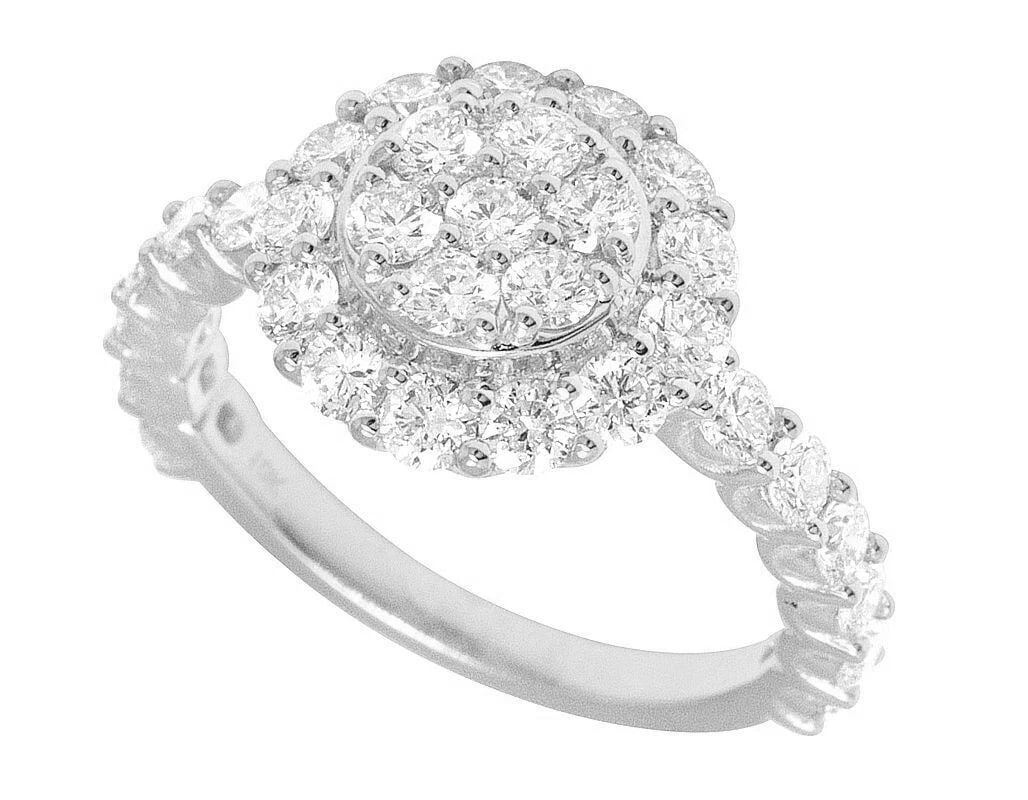 10K WHITE GOLD CLUSTER DIAMOND RING - 5