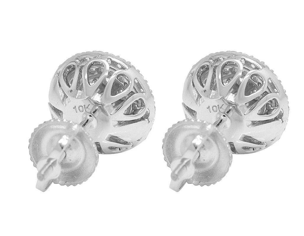 10K WHITE GOLD FLOWER ROUND DIAMOND STUDS EARRING: 10k White Gold Flower Round Diamond Studs Earring Brand: none Type/Style: Earrings Material: 10k, White Gold, Main Stone/Creation White Color: Natural Size: Dimension 9.8MM Accessories: None
