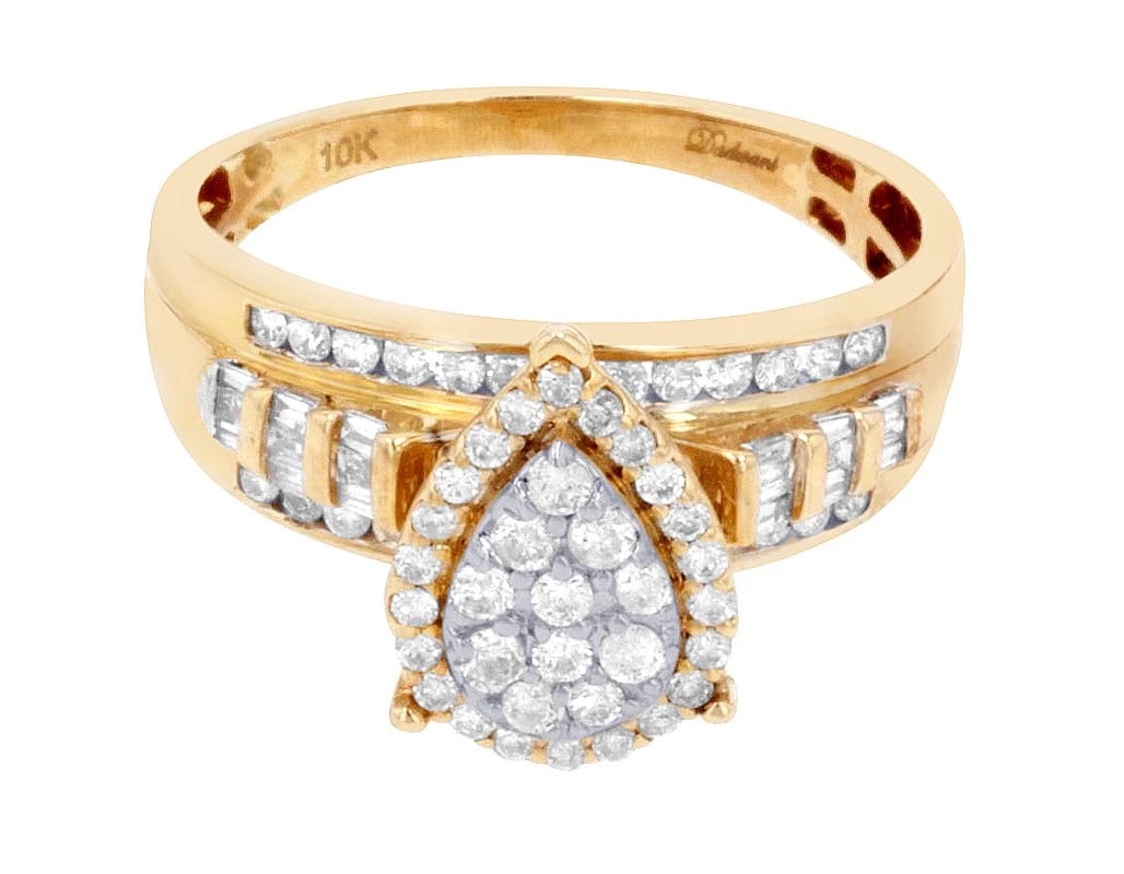 PEAR HALO CLUSTER DIAMOND RING - 2
