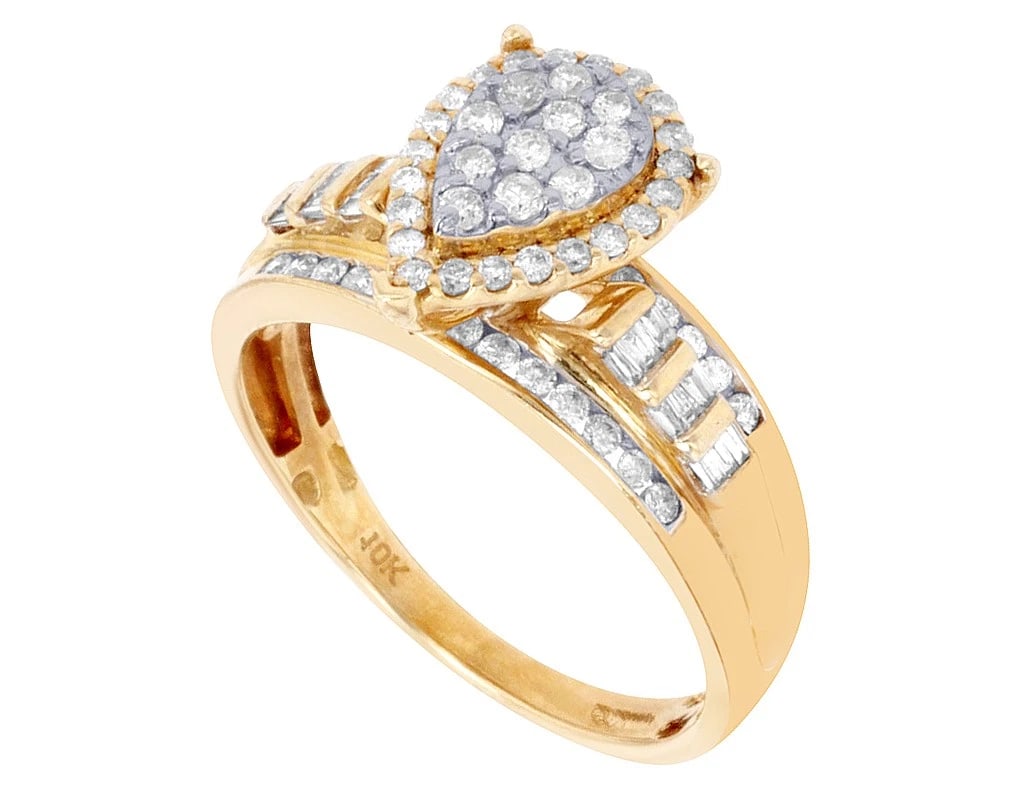 PEAR HALO CLUSTER DIAMOND RING - 3