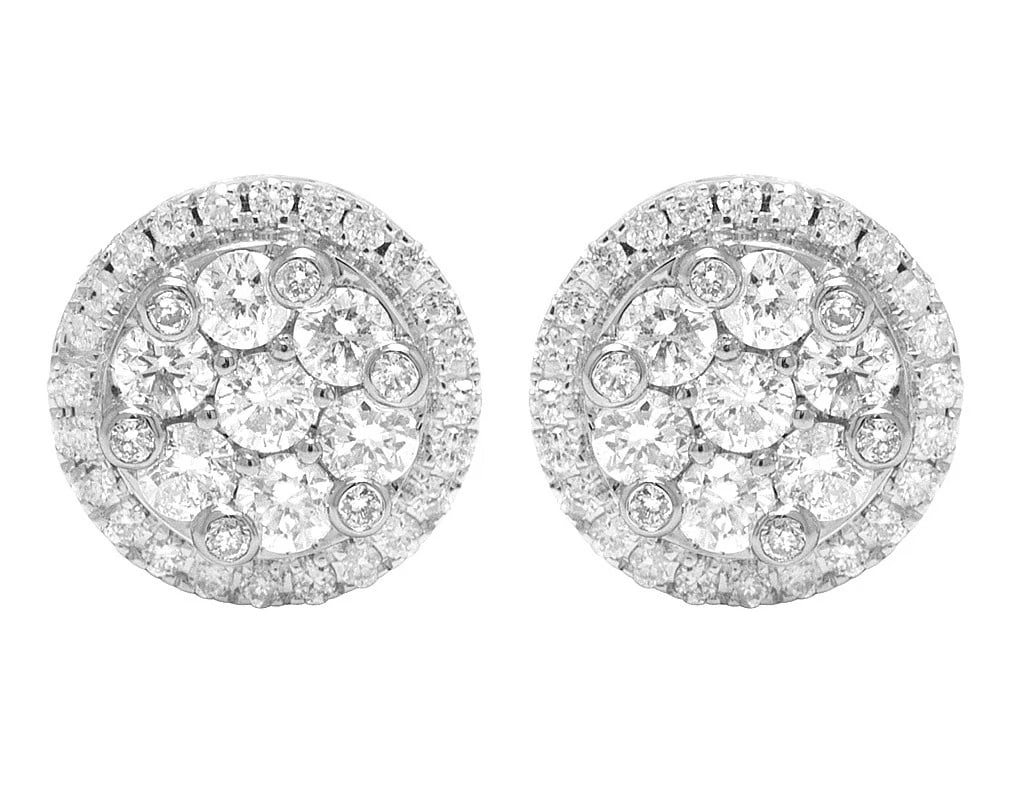 10K FLOWER CLUSTER ROUND DIAMOND STUDS EARRING: 10k Flower Cluster Round Diamond Studs Earring Brand: none Type/Style: Earrings Material: 10k, White Gold, Main Stone/Creation White Color: Natural Size: Dimension 9MM Accessories: None Accessories
