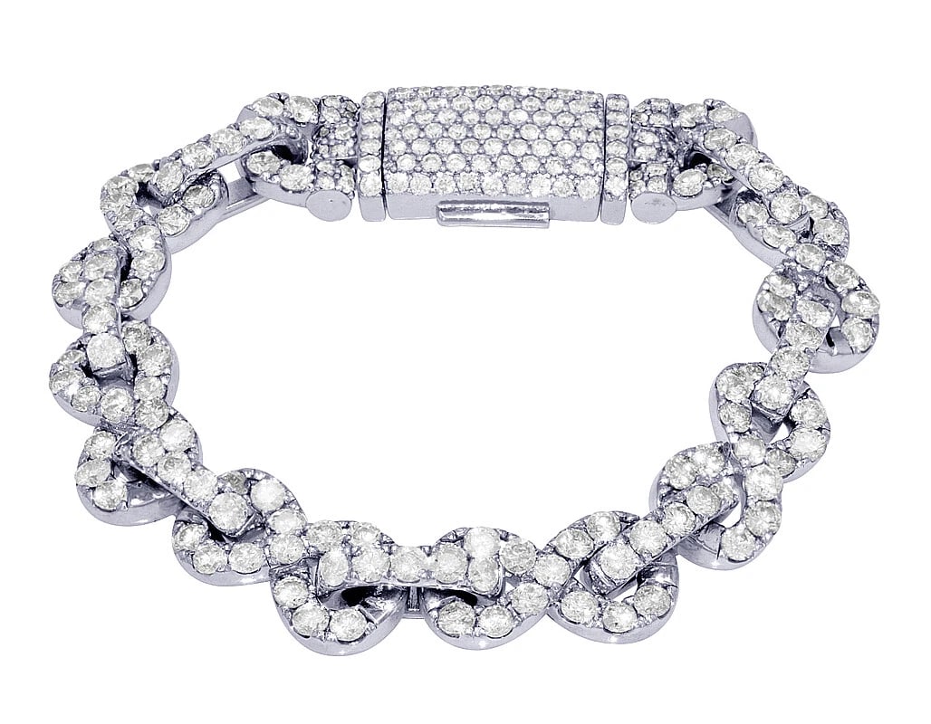 INFINITY LINEAR DIAMOND BRACELET WHITE GOLD: Infinity Linear Diamond Bracelet White Gold Brand: none Type/Style: Bracelet Material: 10k, White Gold, Main Stone/Creation White Color: Natural Size: Dimension L 8" x W 12mm Accessories: None