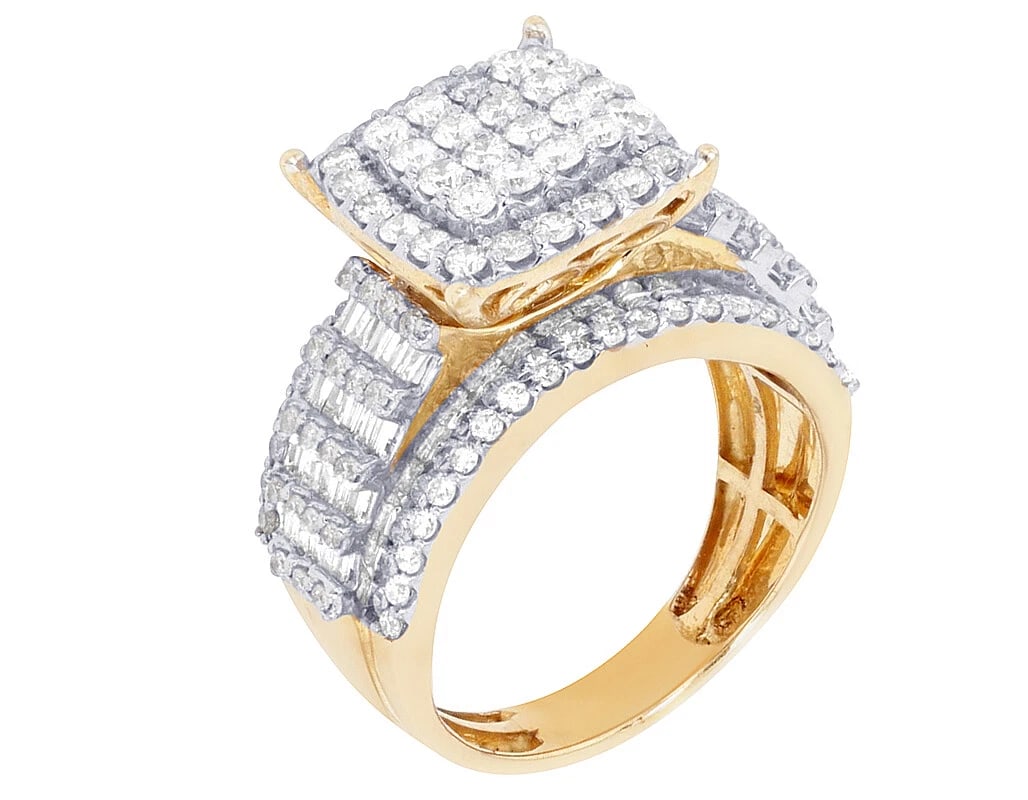 SQUARE CLUSTER N BAGUETTE DIAMOND RING (1 of 5)