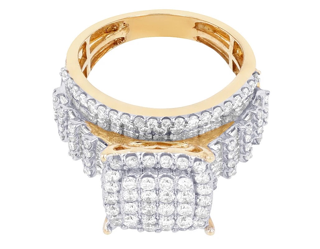 SQUARE CLUSTER N BAGUETTE DIAMOND RING - 2