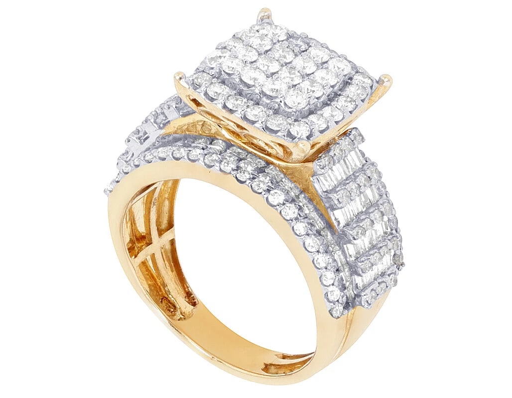 SQUARE CLUSTER N BAGUETTE DIAMOND RING - 3