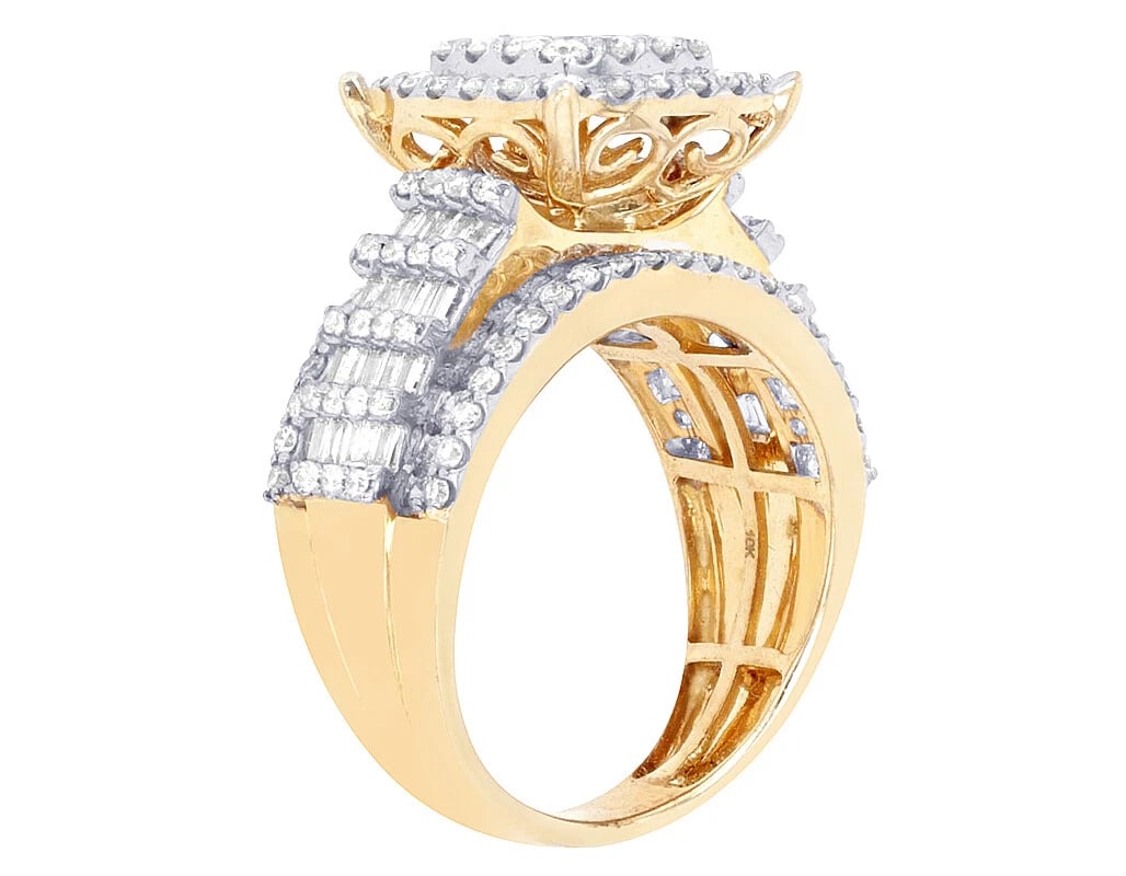SQUARE CLUSTER N BAGUETTE DIAMOND RING - 4