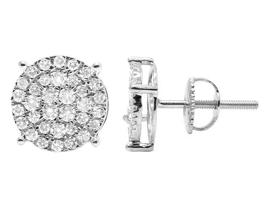 10K WHITE GOLD ROUND PAVE DIAMOND STUDS EARRINGS: 10K White Gold Round Pave Diamond Studs Earrings Brand: none Type/Style: Earring Material: 10K , White Gold, Main Stone/Creation White Color: Natural Size: Dimension 9MM Accessories: None Accessories