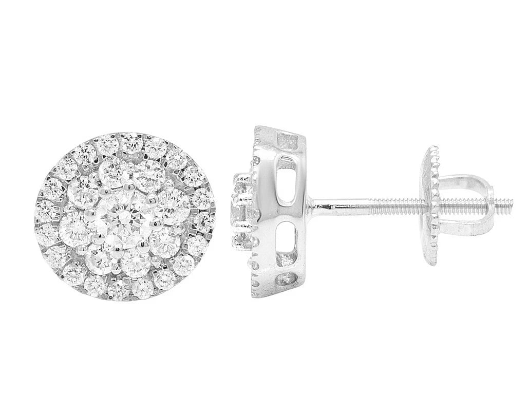 10K FLOWER CLUSTER DIAMOND STUD EARRINGS: 10k Flower Cluster Diamond Stud Earrings Brand: none Type/Style: Earrings Material: 10k , White Gold, Main Stone/Creation White Color: Natural Size: Dimension 9MM Accessories: None Accessories