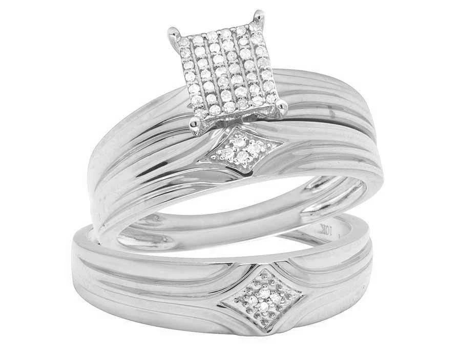 10K WHITE GOLD MEN DIAMOND TRIO RING: 10k White Gold Men Diamond Trio Ring Brand: none Type/Style: Ring Material: 10k , White Gold, Main Stone/Creation White Color: Natural Size: 7 US Accessories: None Accessories Notice: When purchasing