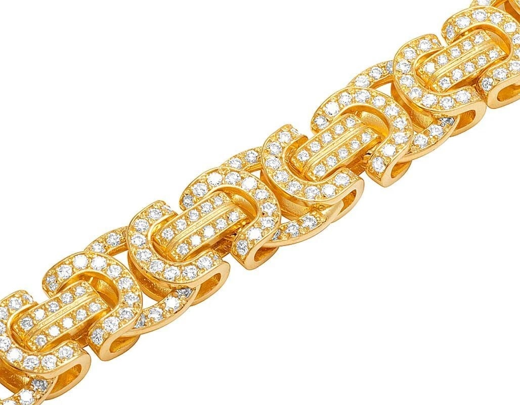 SOLID 10K YELLOW GOLD DIAMOND BRACELET - 2