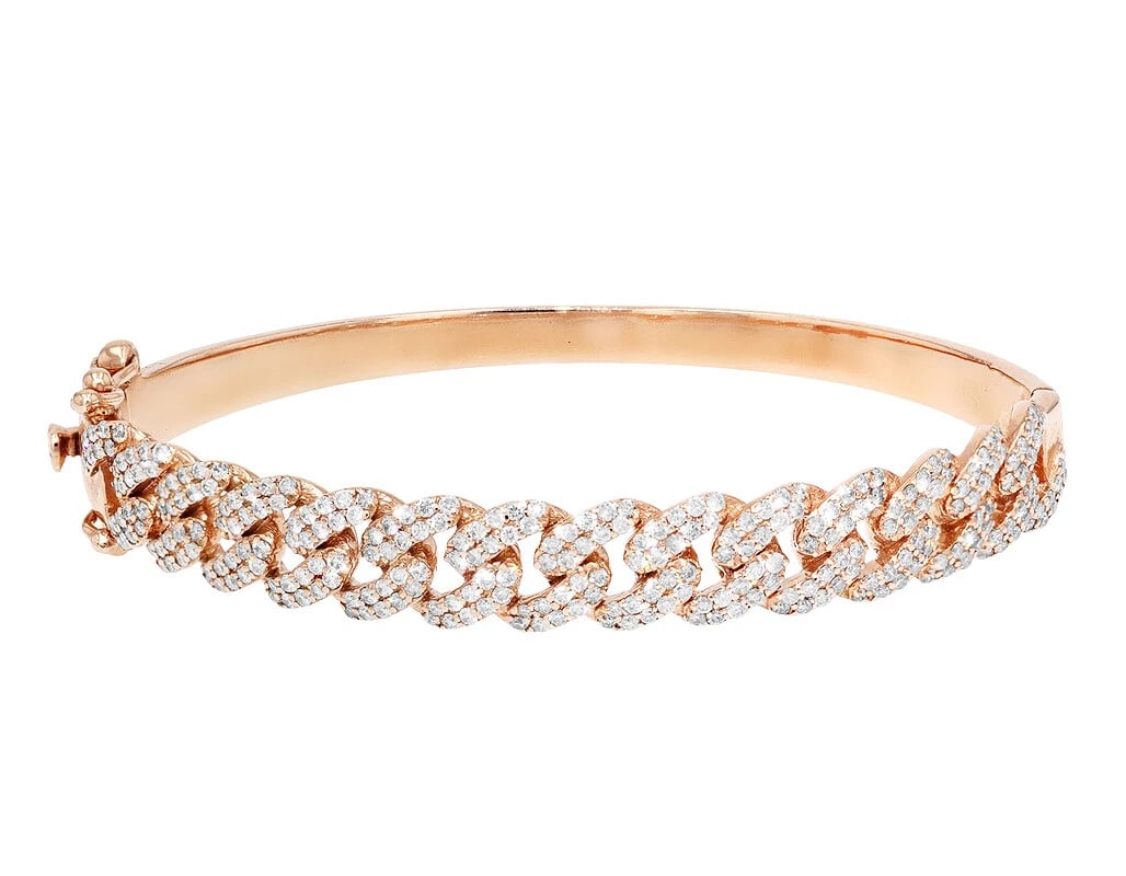 CUBAN BANGLE DIAMOND BRACELET 10K ROSE GOLD (1 of 4)