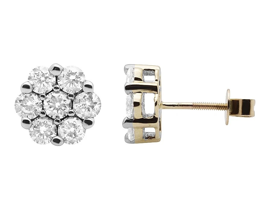 10K YELLOW GOLD CLUSTER FLOWER GENUINE DIAMOND EARRING: 10K Yellow Gold Cluster Flower Genuine Diamond Earring Brand: none Type/Style: Earrings Material: 10k, Yellow Gold, Main Stone/Creation Yellow Color: Natural Size: Dimension 9MM Accessories: None