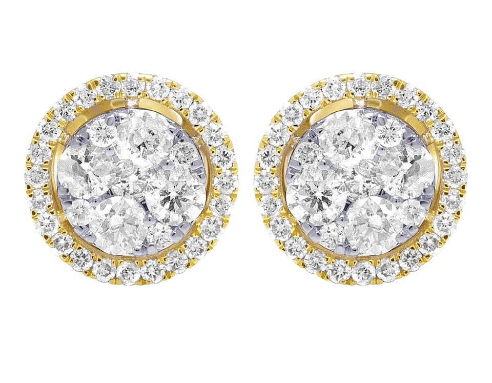 10K ROUND CLUSTER DIAMOND STUDS EARRING