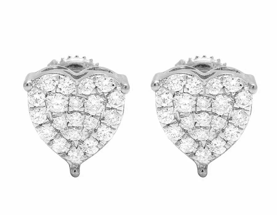 10K WHITE GOLD HEART PRONG DIAMOND STUD EARRINGS: 10K White Gold Heart Prong Diamond Stud Earrings Brand: none Type/Style: Earrings Material: 10k, White Gold, Main Stone/Creation White Color: Natural Size: Dimension 9mm Accessories: None