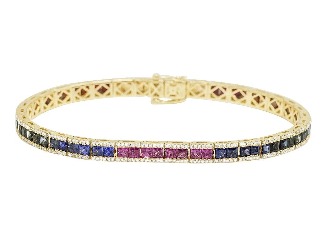 RAINBOW SAPPHIRES DIAMOND TENNIS BRACELET (1 of 3)