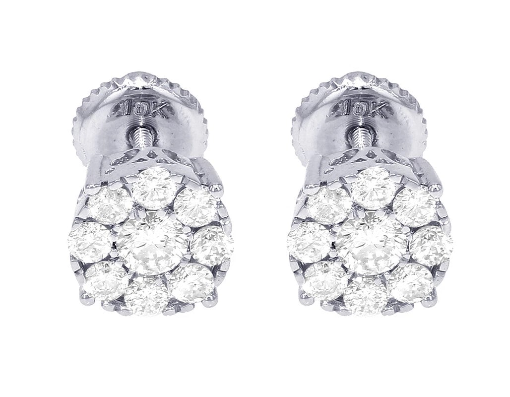 DIAMOND FLOWER CLUSTER STUD EARRINGS - 2