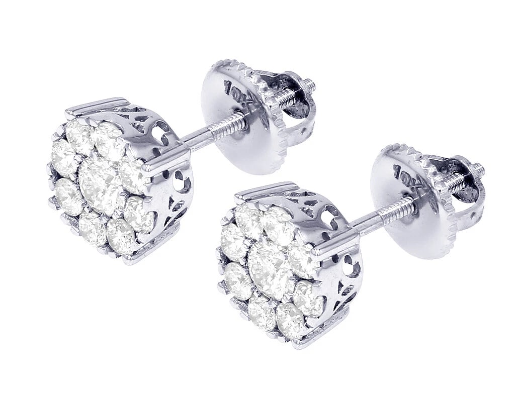 DIAMOND FLOWER CLUSTER STUD EARRINGS - 3