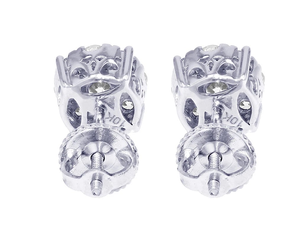 DIAMOND FLOWER CLUSTER STUD EARRINGS - 4