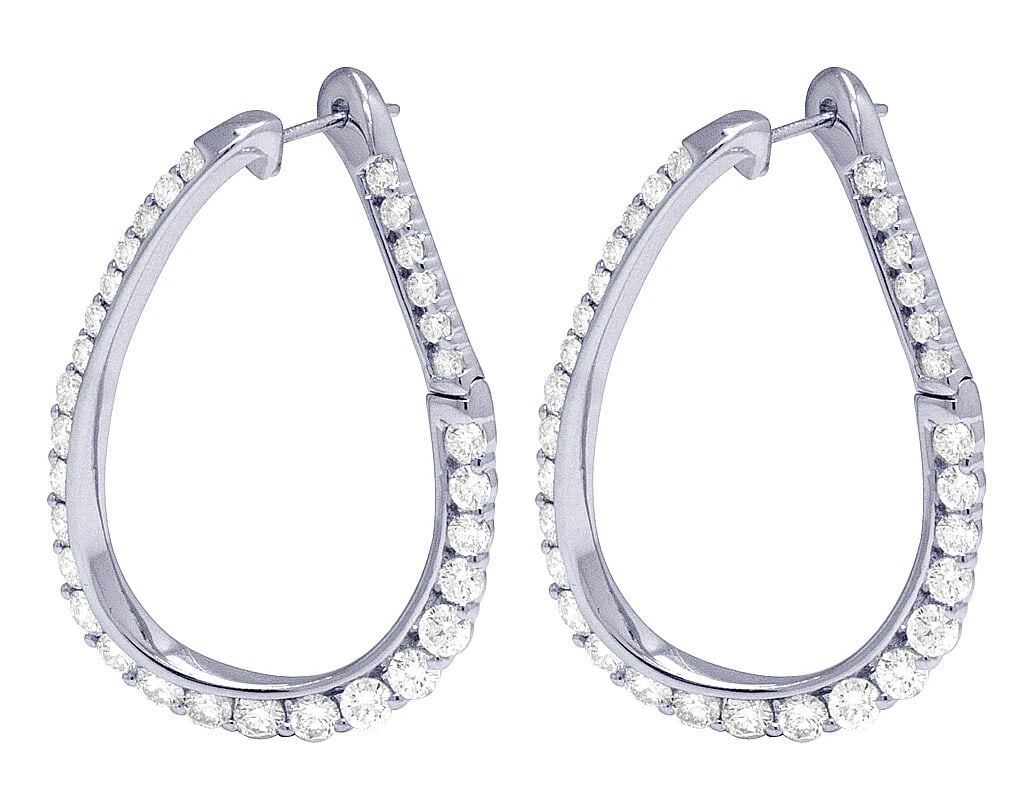 14K WHITE GOLD DIAMOND TWISTED INSIDE-OUT HOOP EARRINGS (1 of 4)