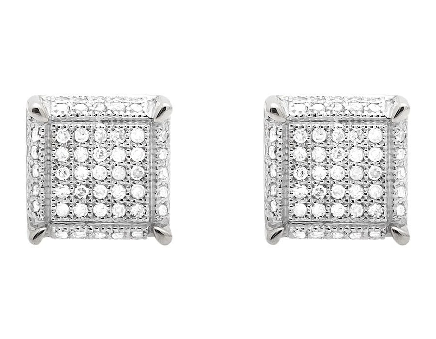 10K WHITE GOLD SQUARE CUBE GENUINE DIAMOND EARRINGS: 10K White Gold Square Cube Genuine Diamond Earrings Brand: none Type/Style: Earrings Material: 10K , White Gold, Main Stone/Creation White Color: Natural Size: Dimension 9MMX9MM frame Accessories: