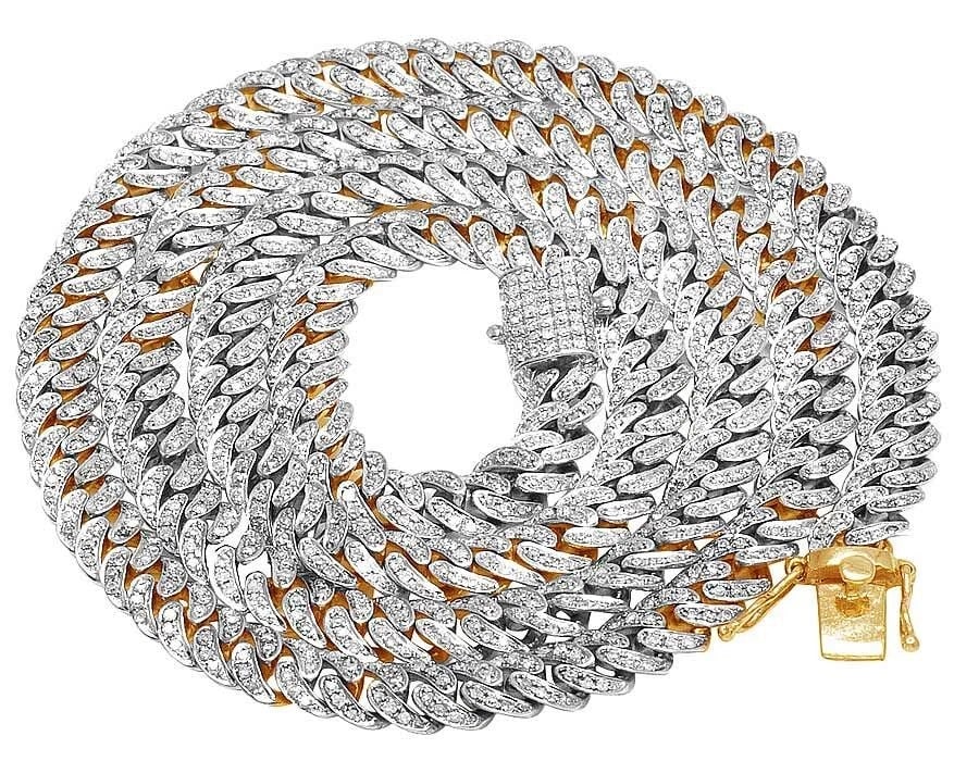 10K YELLOW GOLD DIAMOND MIAMI CUBAN CHOKER CHAIN NECKLACE: 10K Yellow Gold Diamond Miami Cuban Choker Chain Necklace Brand: none Type/Style: Necklace Material: 10K , Yellow Gold, Main Stone/Creation Yellow Color: Natural Size: Length 21 in Width 6mm