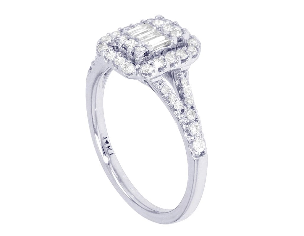 RECTANGULAR CLUSTER DIAMOND RING 14K WHITE GOLD - 3