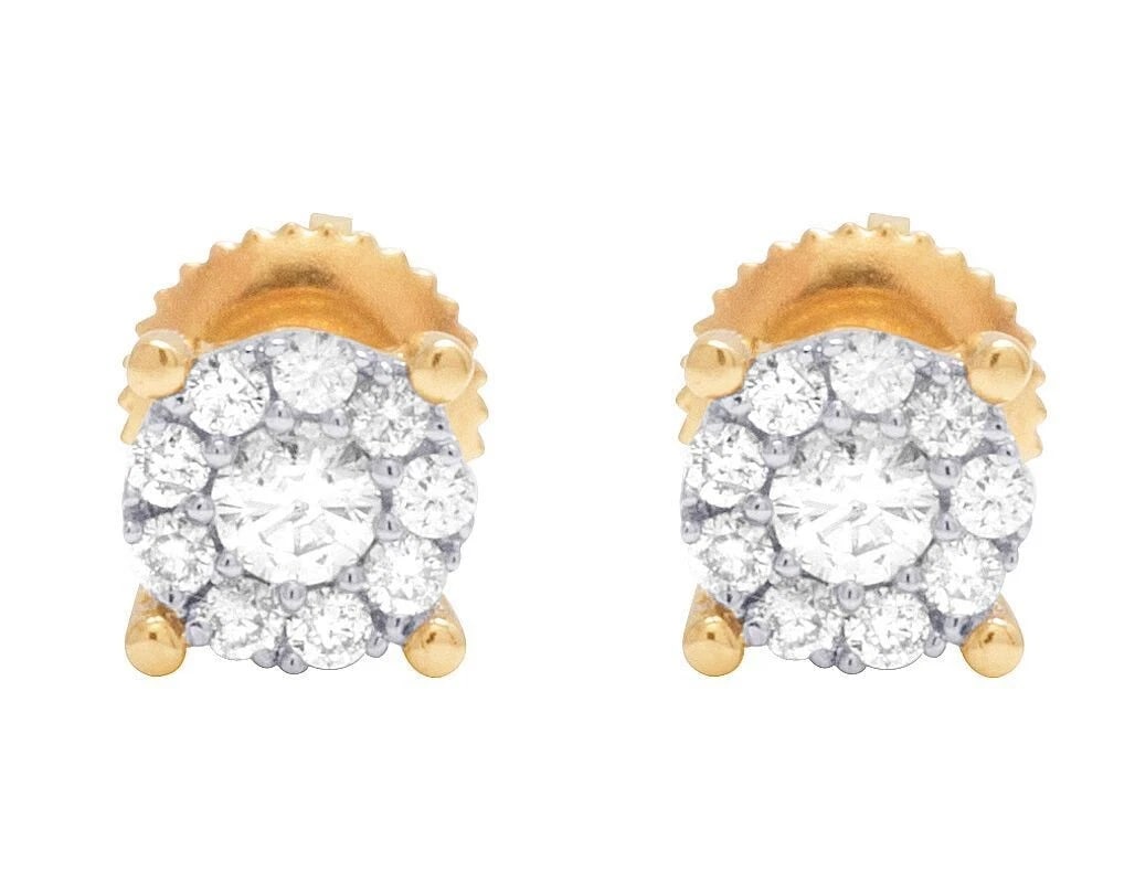 14K YELLOW GOLD GENUINE DIAMOND ROUND CLUSTER STUD EARRING: 14K Yellow Gold Genuine Diamond Round Cluster Stud Earring Brand: none Type/Style: Earrings Material: 14K , Yellow Gold, Main Stone/Creation Yellow Color: Natural Size: Dimension 5.5MM Accessories: