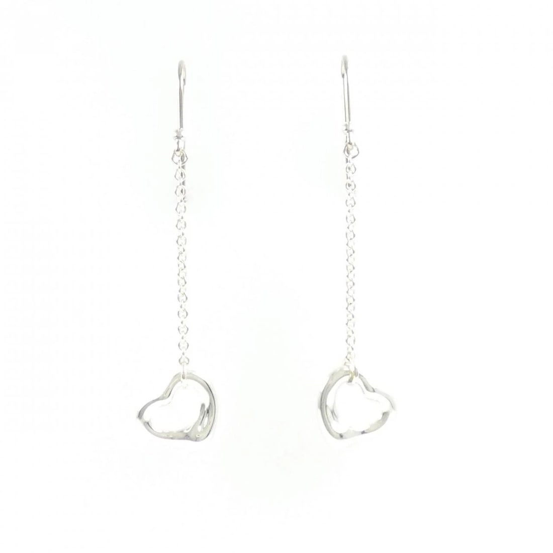 TIFFANY & CO. OPEN HEART DROP EARRINGS: TIFFANY & Co. Open Heart Drop Earrings Brand: TIFFANY&Co. Type/Style: TIFFANY&Co. Pierce/Earring Material: 925Silver, Color: Silver Size: Actual Size Approx. height x width: 41.2mm x 11.0mm