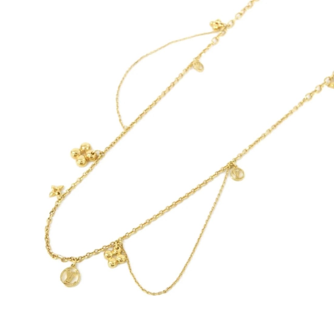 LOUIS VUITTON SAUTOIR BLOOMING NECKLACE: Louis Vuitton Sautoir Blooming Necklace Brand: LOUIS VUITTON Type/Style: Louis Vuitton Necklace Material: None, Color: Gold Size: Length: 96cm Motif width x height: 1.2cm x 1.4cm Accessories: None