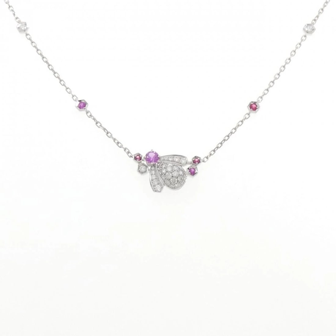 CHAUMET COLOR STONE NECKLACE: Chaumet Color Stone Necklace Brand: Chaumet Type/Style: Chaumet Necklace Material: 750 white gold, Main Stone/Creation Sapphire Secondary Stone Diamond/Spinel Color: White Gold Size: 37-41cm Actual