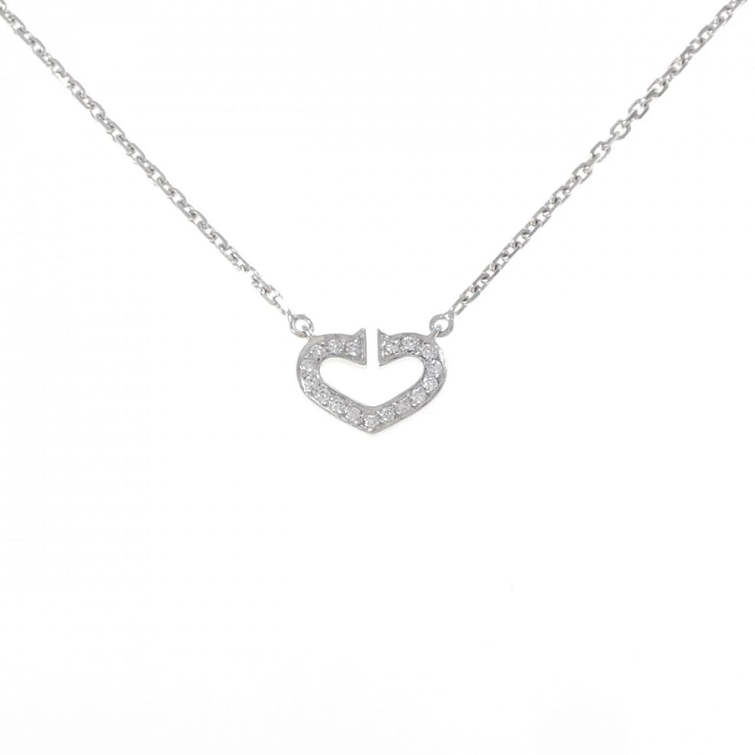 CARTIER C HEART NECKLACE: Cartier C Heart Necklace Brand: CARTIER Type/Style: Cartier Necklace Material: 750 white gold, Main Stone/Creation Natural Color: White Gold Size: 39cm Actual Size Pendant length approx. x width