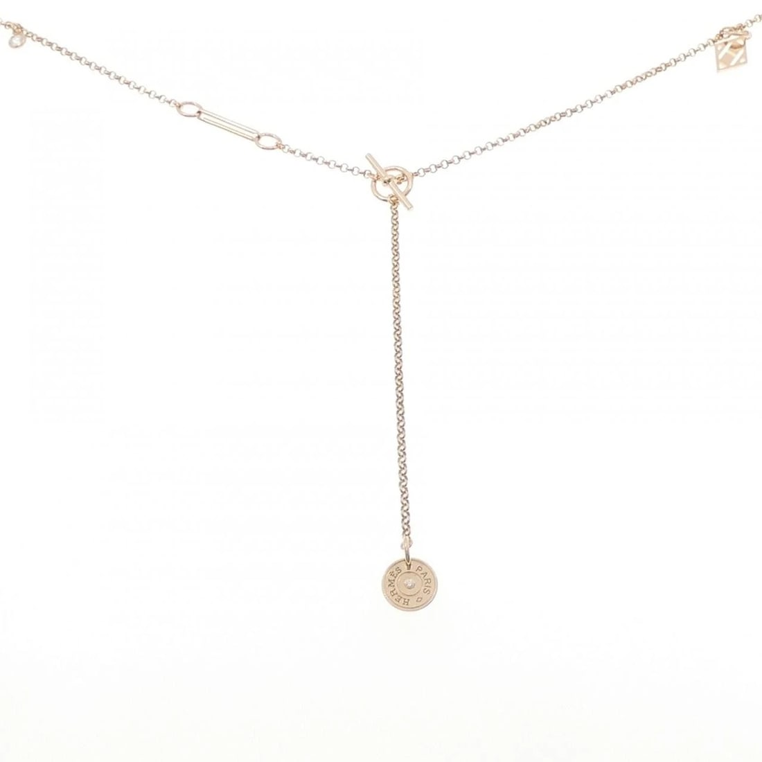HERMES GAMBARD NECKLACE: Hermes Gambard Necklace Brand: HERMES Type/Style: Hermes Necklace Material: 750 Pink Gold, Main Stone/Creation Natural Color: Pink Gold Size: 51cm Actual Size Pendant length approx. x width approx.:
