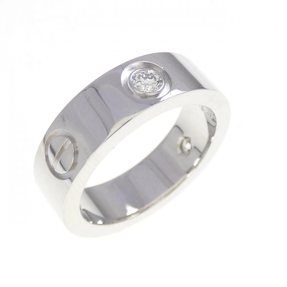 CARTIER LOVE HALF DIAMOND RING: Cartier Love Half Diamond Ring Brand: CARTIER Type/Style: Cartier Ring Material: 750 white gold, Main Stone/Creation Natural Color: White Gold Size: US4 1/2(48) Accessories: None Accessories Notice: