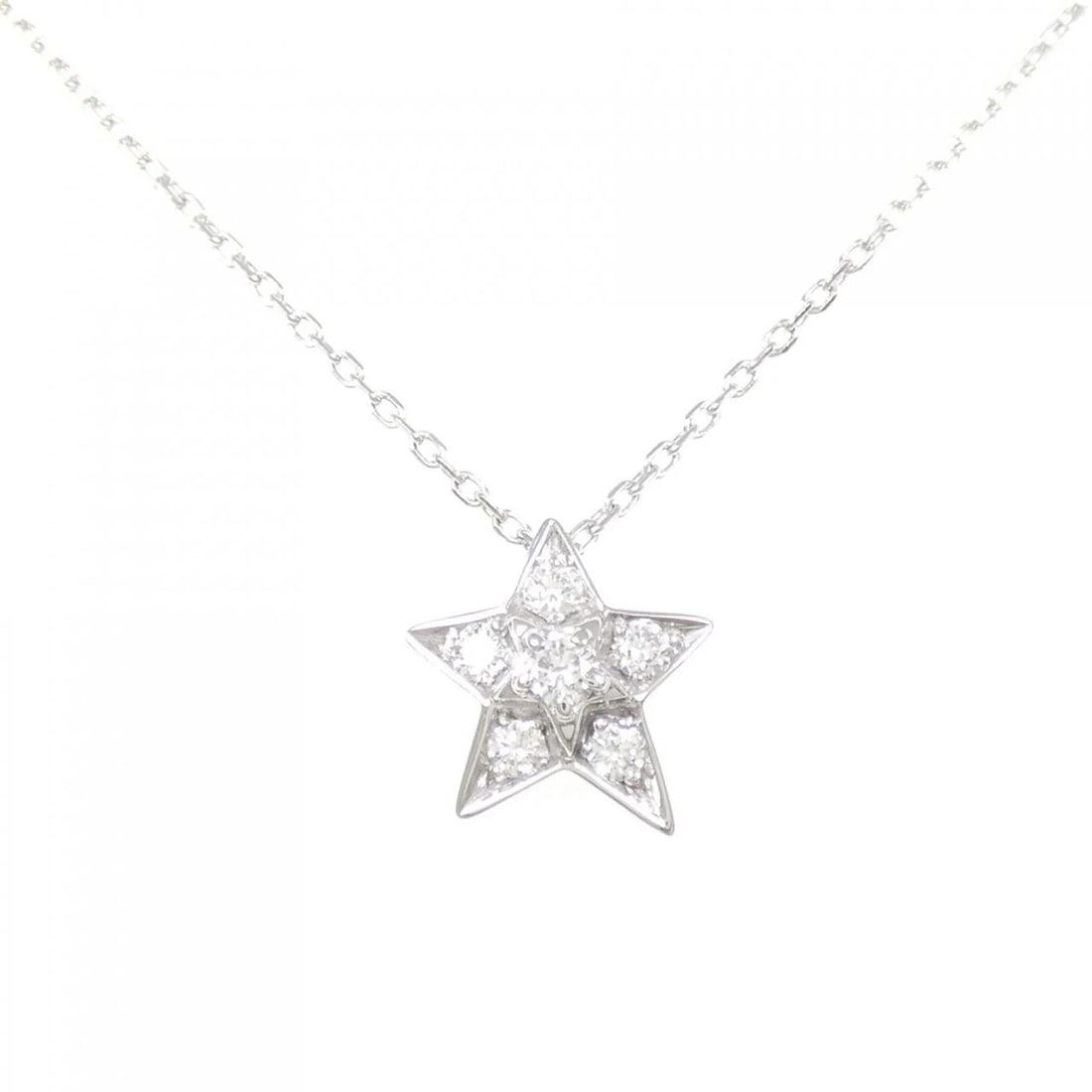 CHANEL COMET SMALL NECKLACE: Chanel Comet Small Necklace Brand: CHANEL Type/Style: Chanel Necklace Material: 750 white gold, Main Stone/Creation Natural Color: White Gold Size: Actual Size Pendant length approx. x width approx.: