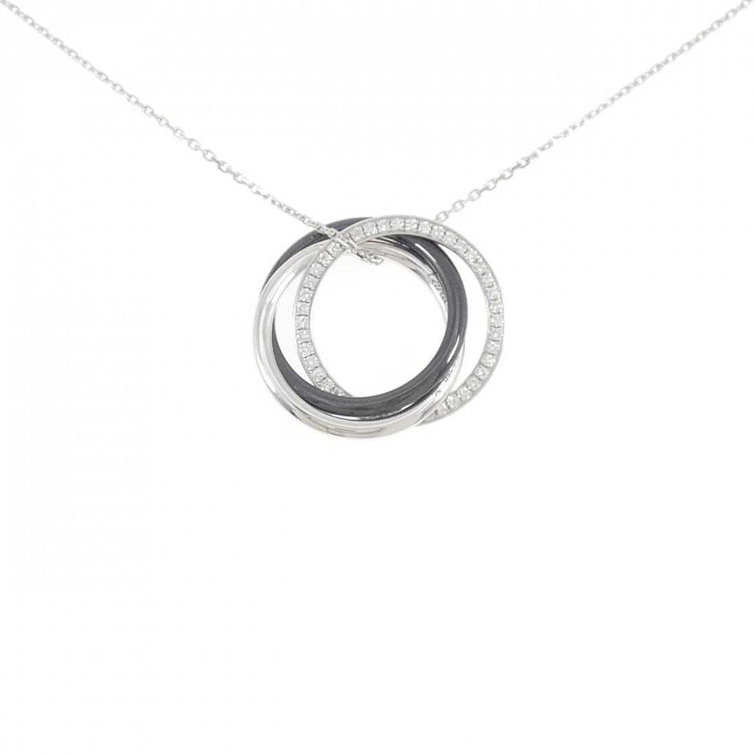 CARTIER TRINITY BLACK & WHITE NECKLACE: Cartier Trinity Black & White Necklace Brand: CARTIER Type/Style: Cartier Necklace Material: 750 white gold/ceramic, Main Stone/Creation Natural Color: White Gold Size: Actual Size Pendant length