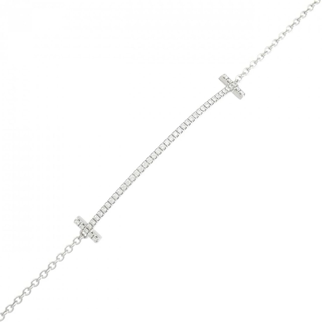 TIFFANY & CO. T SMILE BRACELET: TIFFANY & Co. T Smile Bracelet Brand: TIFFANY&Co. Type/Style: TIFFANY & Co. Bracelet Material: 750 white gold, Main Stone/Creation Natural Color: White Gold Size: Actual Size Max width approx: 6.2mm