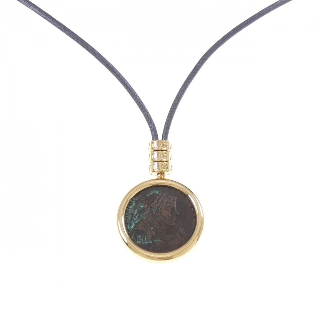 BVLGARI MONETE NECKLACE: Bvlgari Monete Necklace Brand: BVLGARI Type/Style: Bulgari Necklace Material: 750 Yellow Gold/Bronze, Color: YEllow gold Size: Actual Size Pendant length x width: 39.8mm x 27.7mm Max cord width:
