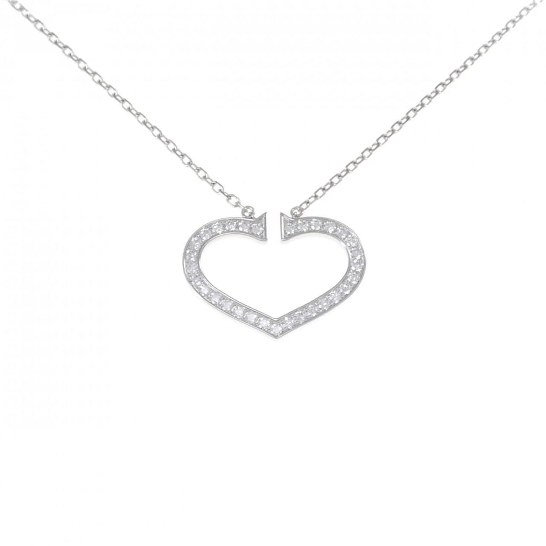CARTIER HEART LARGE NECKLACE: Cartier Heart Large Necklace Brand: CARTIER Type/Style: Cartier Necklace Material: 750 white gold, Main Stone/Creation Natural Color: White Gold Size: 42cmActual Size Pendant length approx. x width ap
