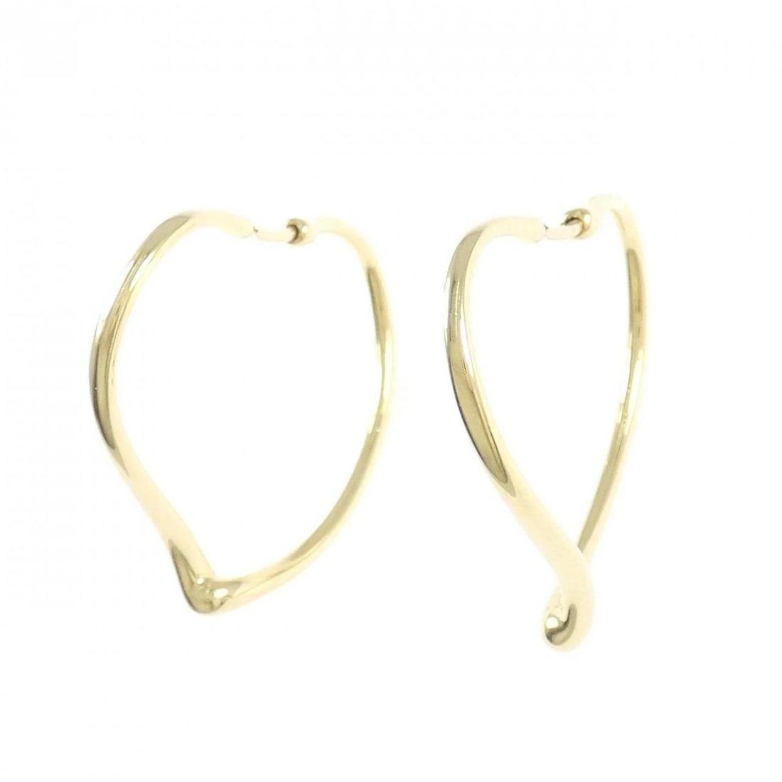 TIFFANY & CO. OPEN HEART HOOP EARRINGS: TIFFANY & Co. Open Heart Hoop Earrings Brand: TIFFANY&Co. Type/Style: TIFFANY&Co. Pierce/Earring Material: 750 yellow gold, Color: Yellow gold Size: Actual Size Approx. length x width: 29.3mm x 2.1mm