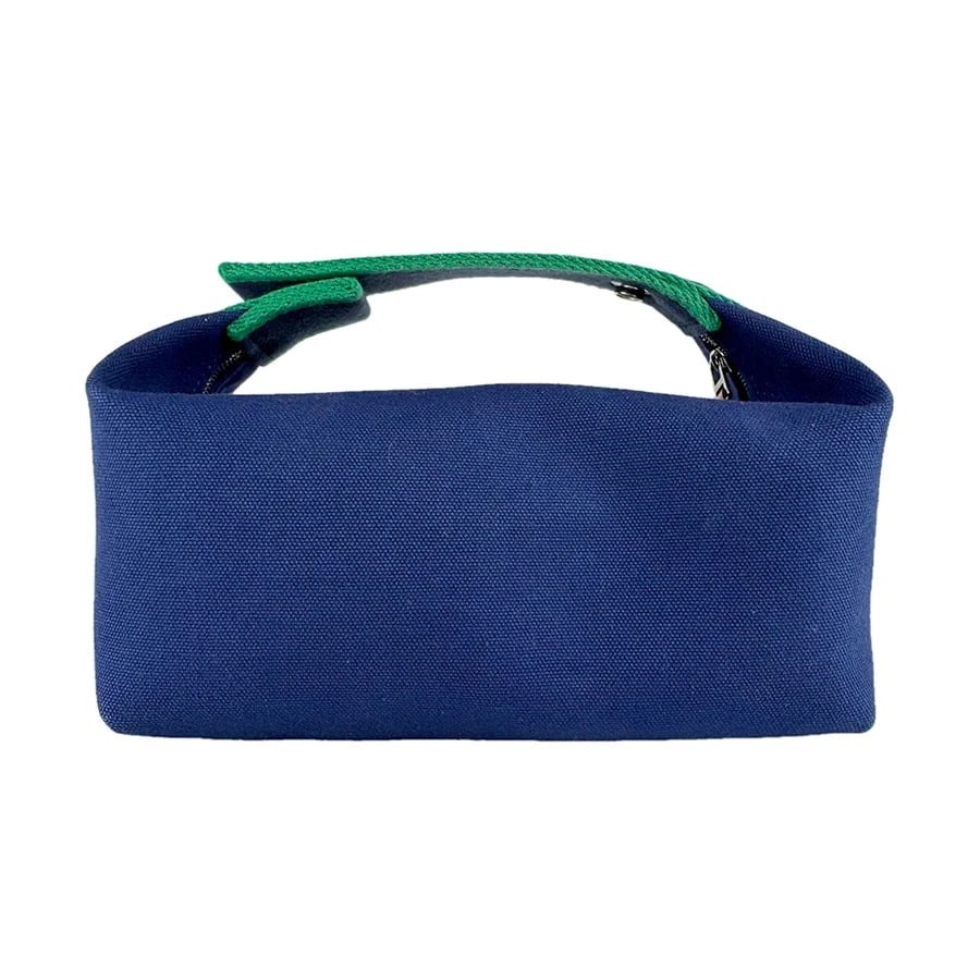 HERMES HANDBAG NAVY CANVAS - 3