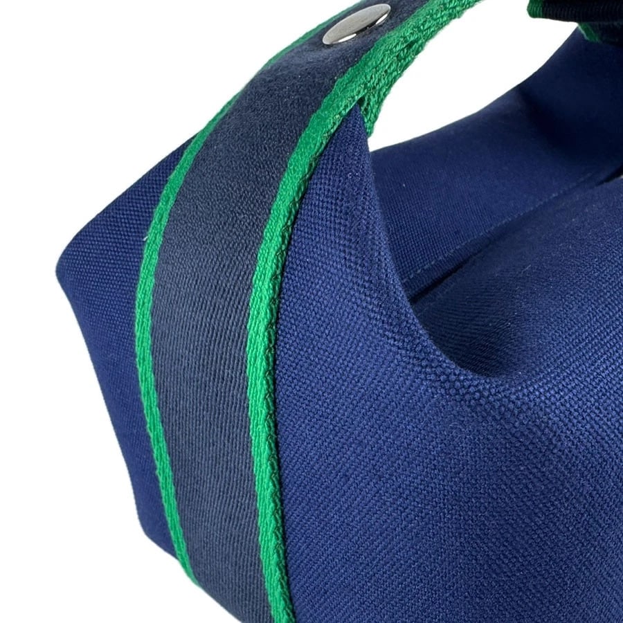 HERMES HANDBAG NAVY CANVAS - 5