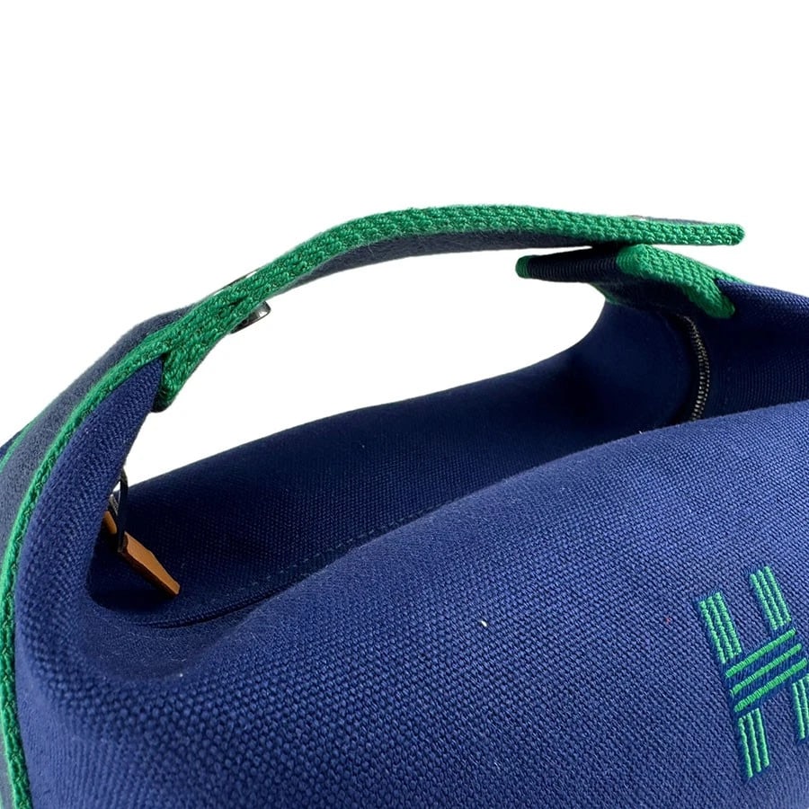 HERMES HANDBAG NAVY CANVAS - 9