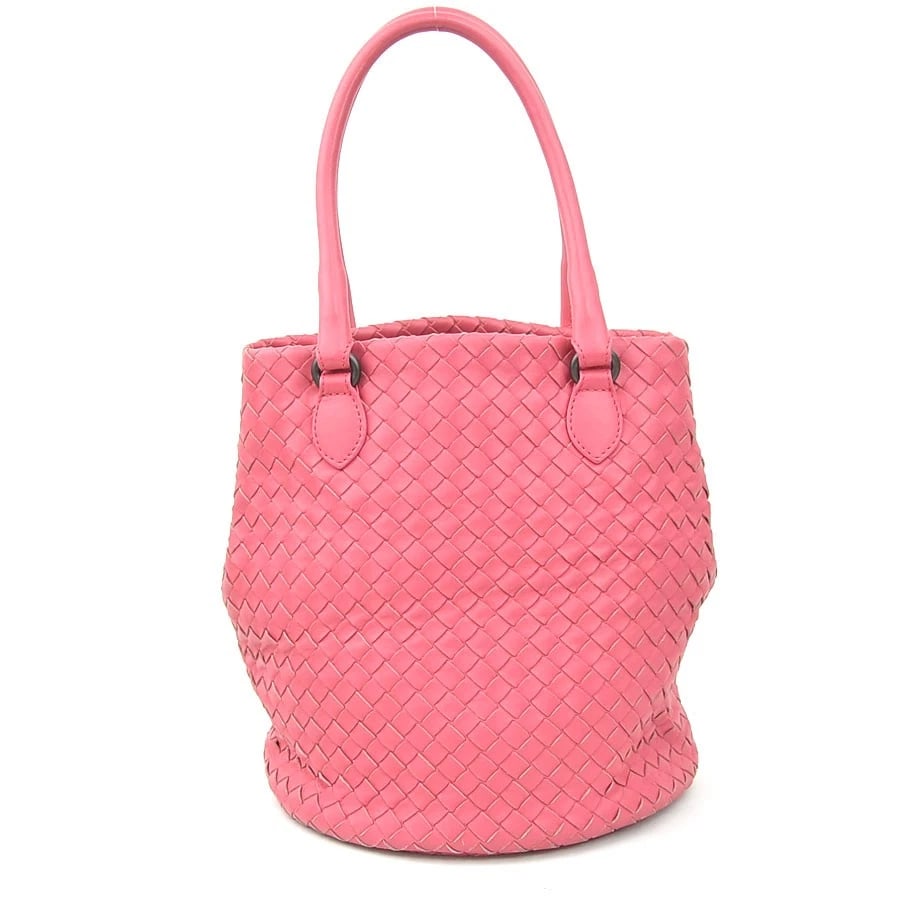 BOTTEGAVENETA INTRECCIATO HANDBAG: BOTTEGAVENETA Intrecciato Handbag Brand: BOTTEGAVENETA Type/Style: Handbag Material: Leather Color: Pink Size: Size [inch] (Bottom)W:7.9inx H:9.6inx D:7.7in Handle drop:5.7in Size [cm]