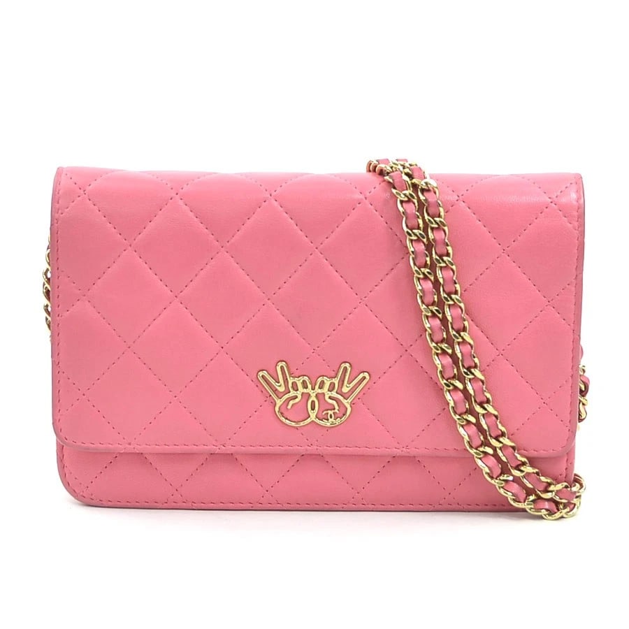 CHANEL CHAIN WALLET CROSSVODY BAG PINK/GOLD: CHANEL Chain Wallet Crossvody Bag Pink/Gold Brand: CHANEL Type/Style: Chain Wallet Material: Lambskin Color: Pink Size: Size [inch] W:7.5inx H:4.7inx D:0.8in Size [cm] W:19cmx H:12cmx D:2cm
