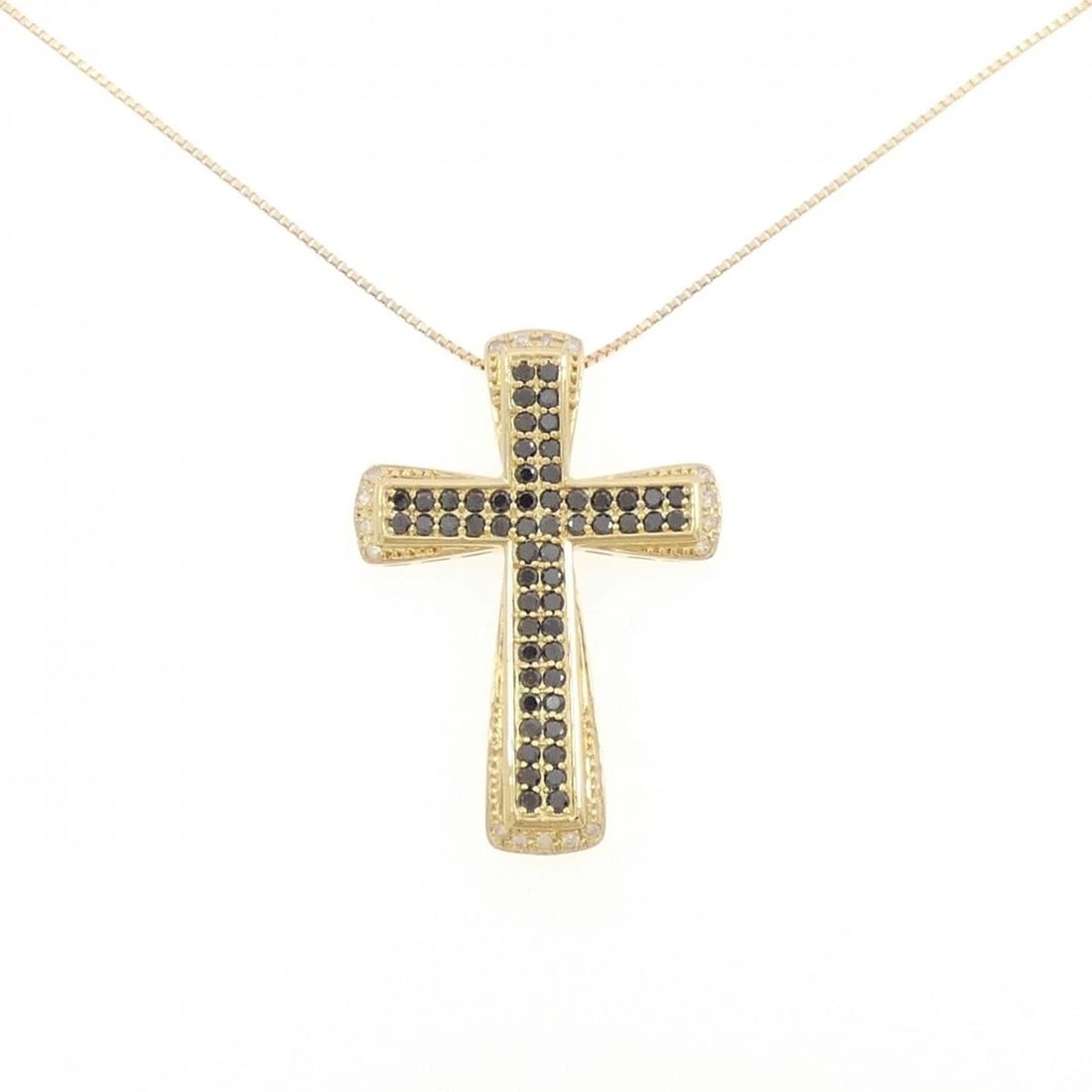 K18YG CROSS DIAMOND NECKLACE: K18YG Cross Diamond Necklace Brand: Unbranded Type/Style: Diamond Necklace Material: 18K Yellow Gold, Main Stone/Creation Natural Color: Yellow Gold Size: approx. x width approx.: 36.8mmx25.5mm Chain 