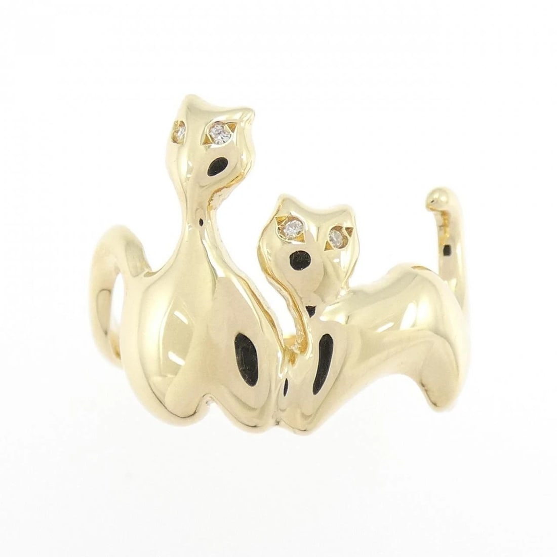 K18YG CAT DIAMOND RING: K18YG Cat Diamond Ring Brand: Unbranded Type/Style: Diamond Ring Material: 18K Yellow Gold, Main Stone/Creation Natural Color: Yellow Gold Size: US 6 Accessories: None Accessories Notice: When