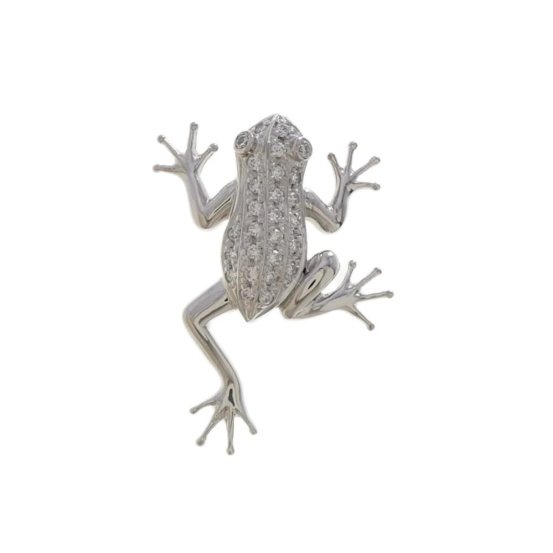 PT900 FROG DIAMOND BROOCH: PT900 Frog Diamond Brooch Brand: Unbranded Type/Style: Diamond Pendant/Brooch Material: Platinum900, Main Stone/Creation Natural Color: Platinum Size: Approx. length x width: 28.9mm x 21.3mm